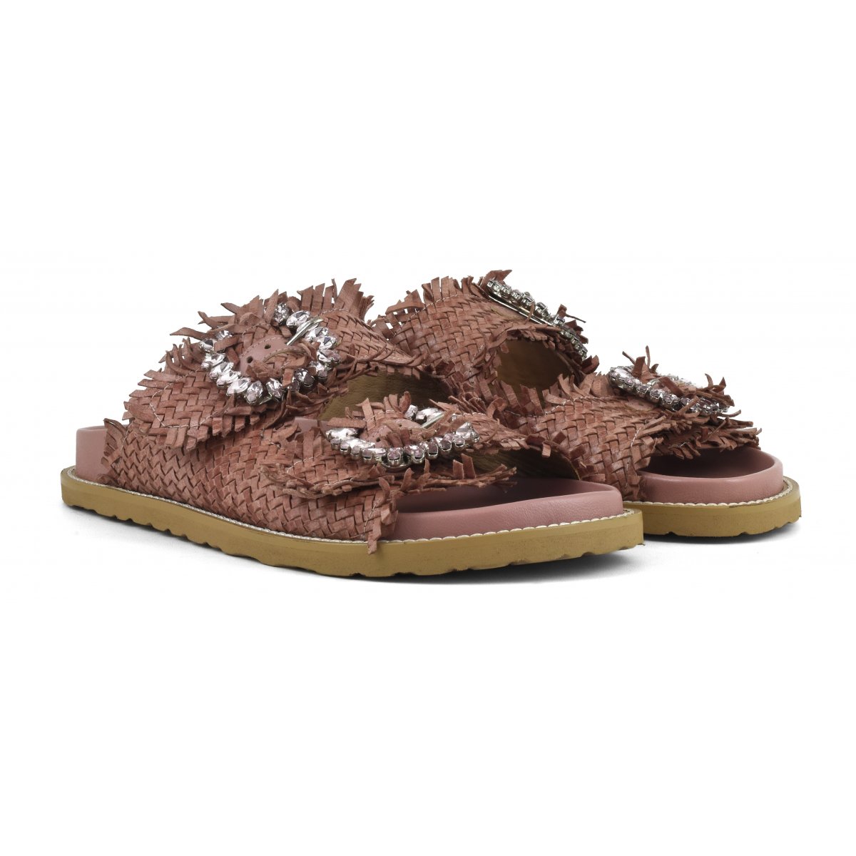 Sandalo gioiello in pelle intrecciata