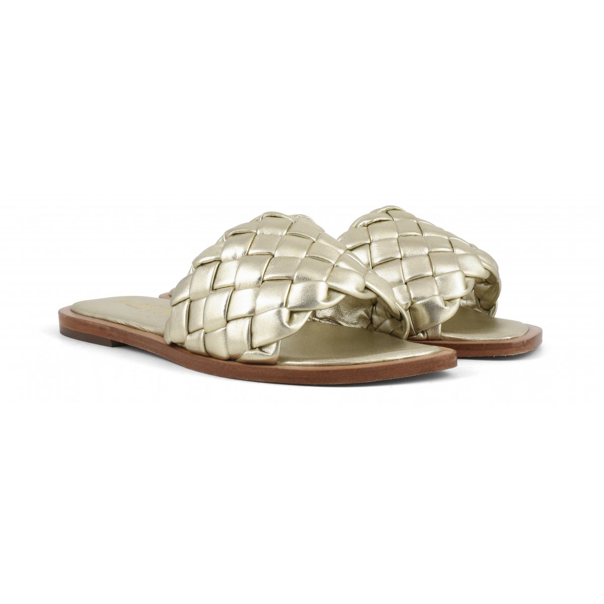 Slide in pelle intrecciata