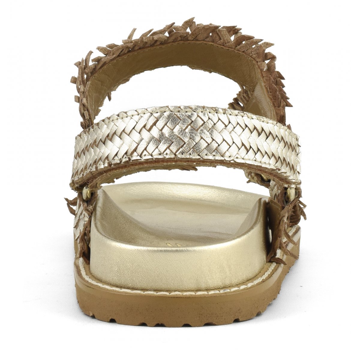 Sandalo in pelle intrecciata chiusura velcro