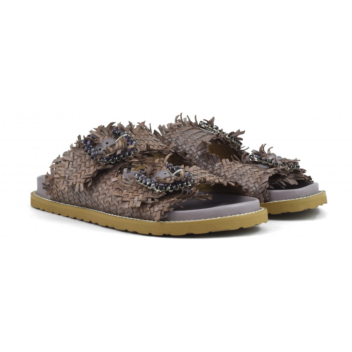 Sandalo gioiello in pelle intrecciata