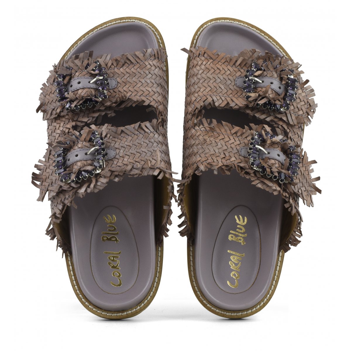 Sandalo gioiello in pelle intrecciata