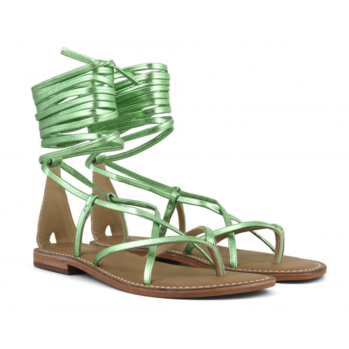 Sandalo lacci lunghi in pelle
