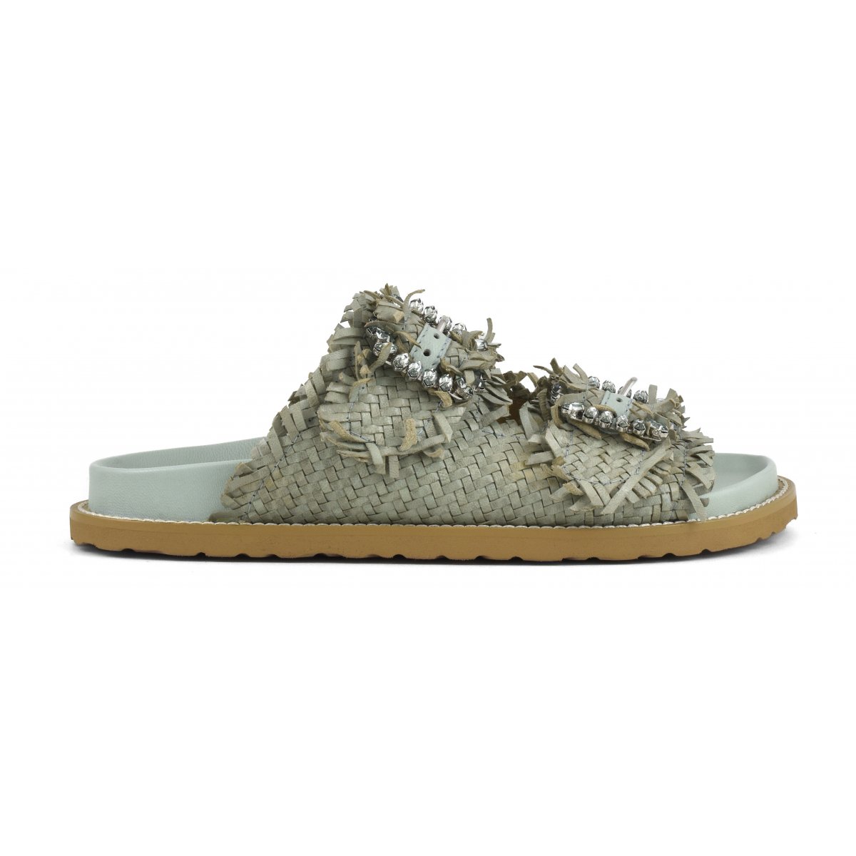 Sandalo gioiello in pelle intrecciata