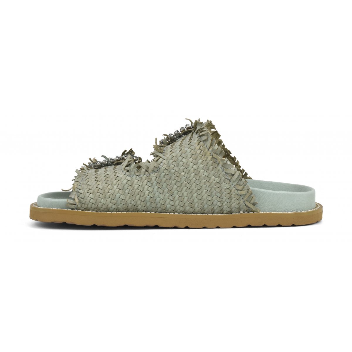 Sandalo gioiello in pelle intrecciata