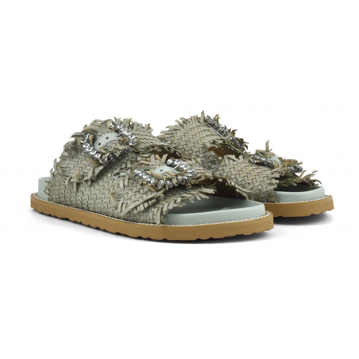Sandalo gioiello in pelle intrecciata