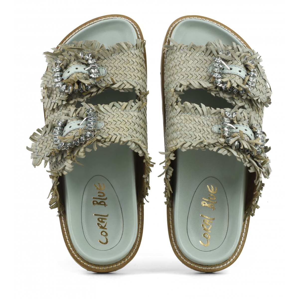 Sandalo gioiello in pelle intrecciata