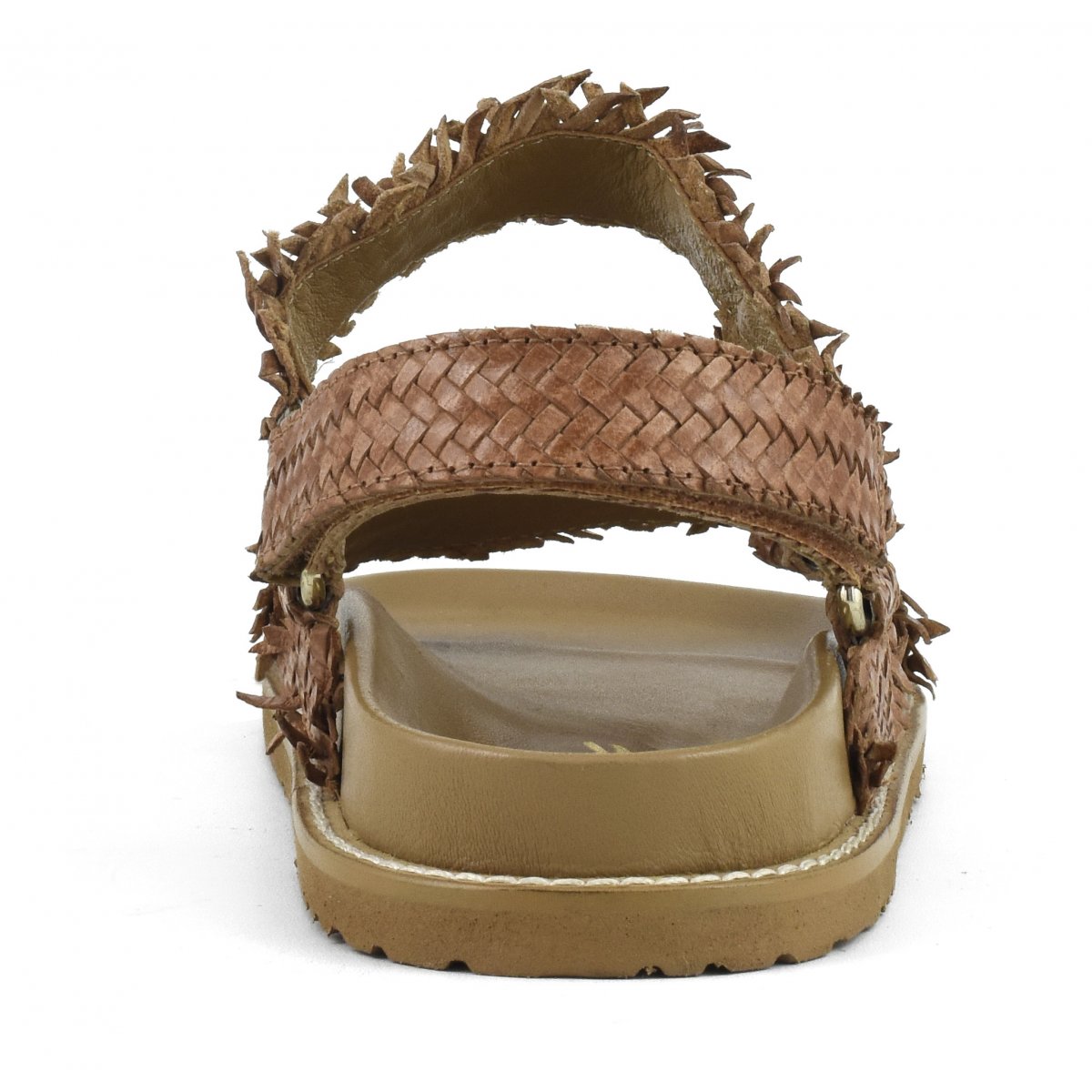 Sandalo in pelle intrecciata chiusura velcro