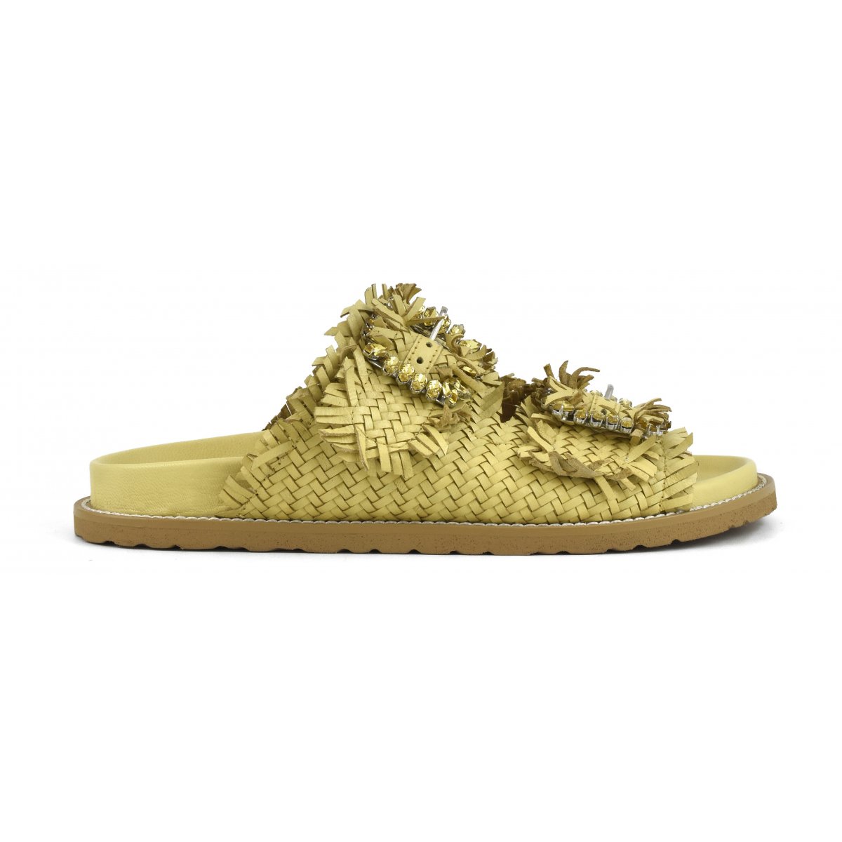 Sandalo gioiello in pelle intrecciata