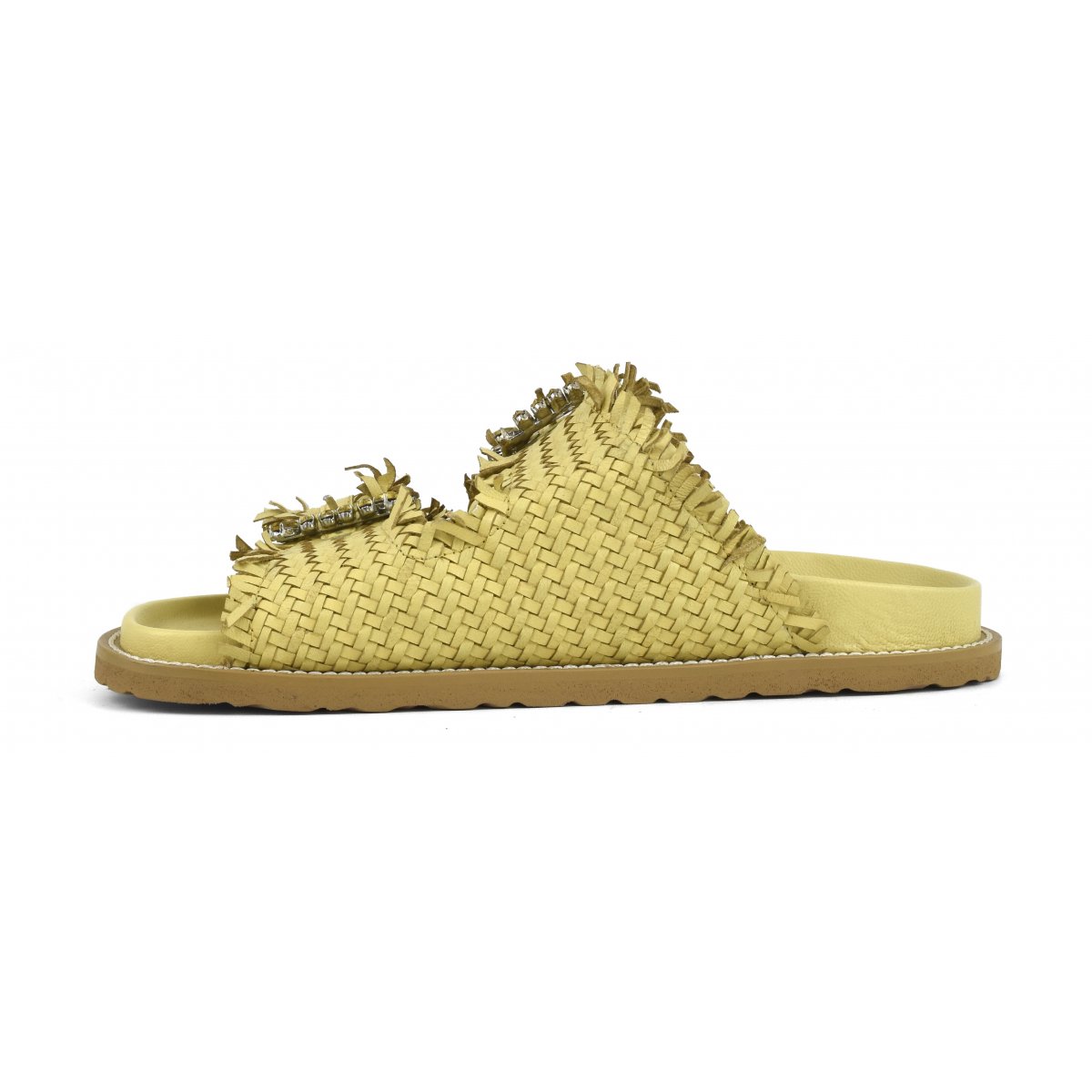 Sandalo gioiello in pelle intrecciata
