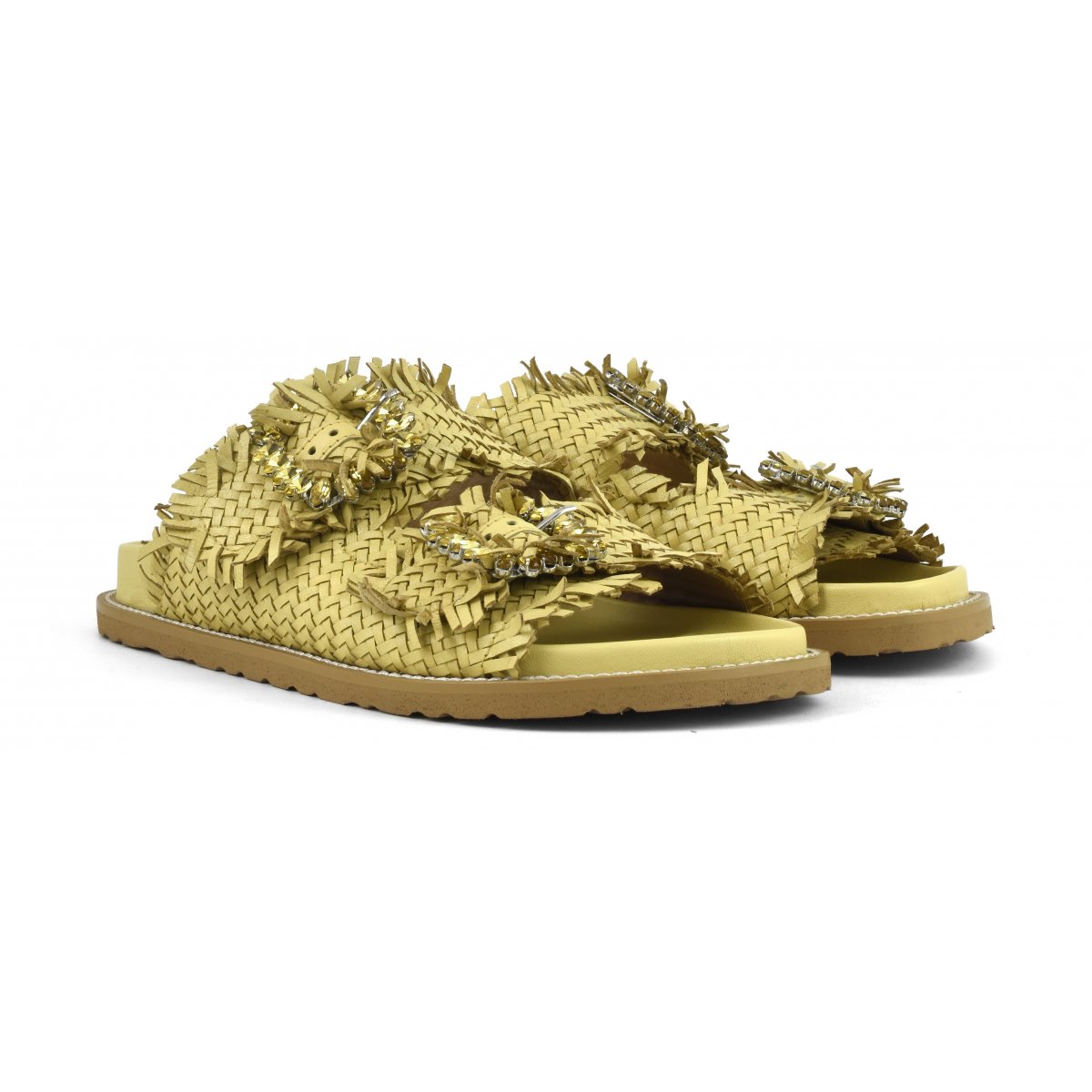 Sandalo gioiello in pelle intrecciata