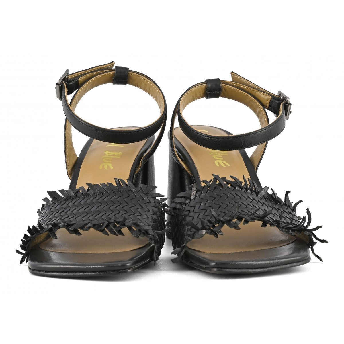 Tacco in pelle intrecciata