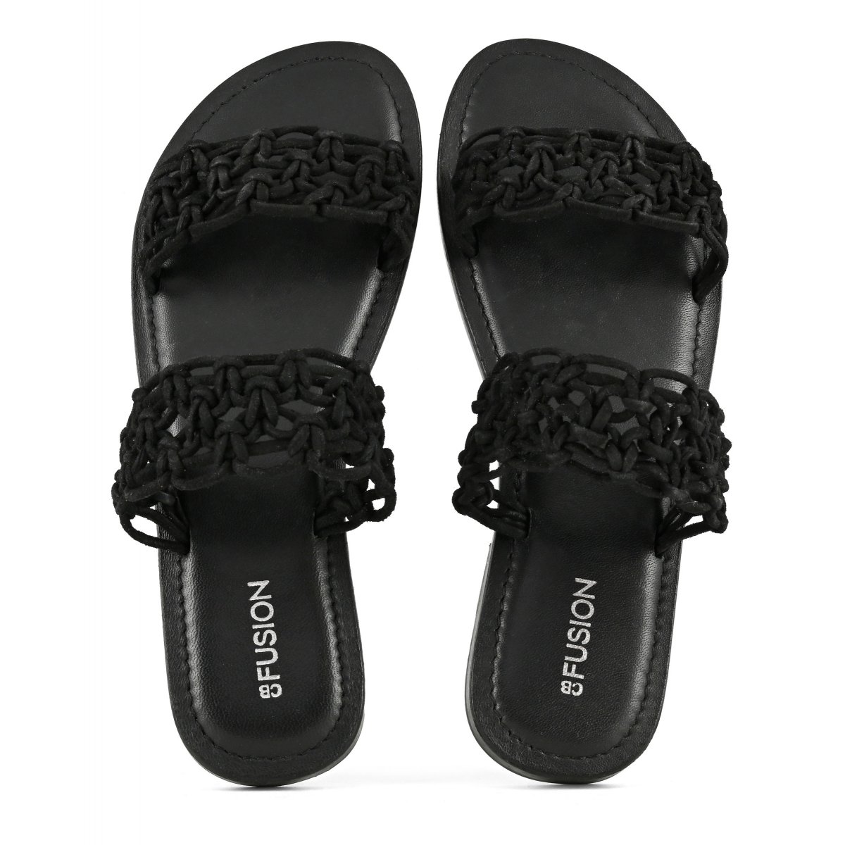Sandalo doppia fascia con nodi in suede