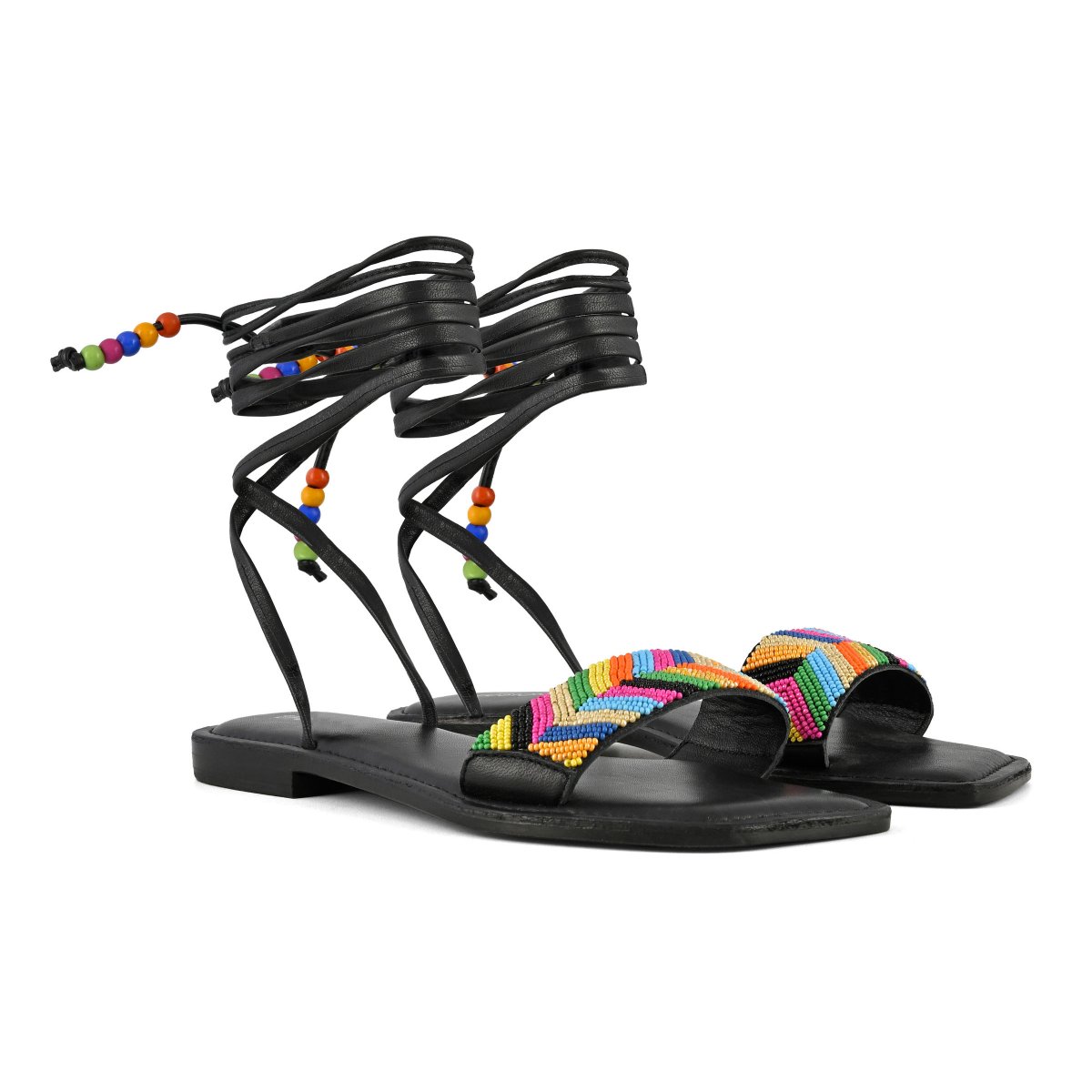 Sandalo schiava ricamo perline