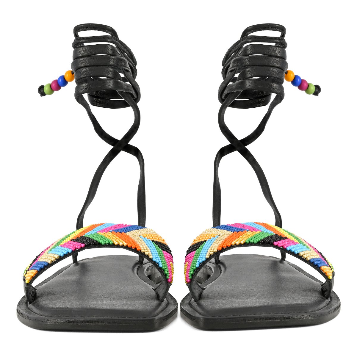 Sandalo schiava ricamo perline