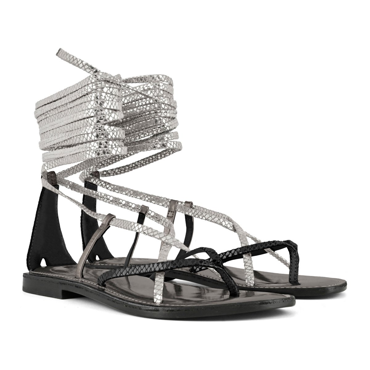 Sandalo schiava infradito in pelle multicolor