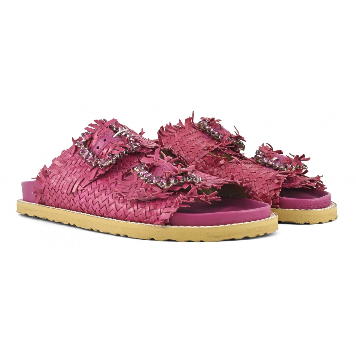 Sandalo gioiello in pelle intrecciata