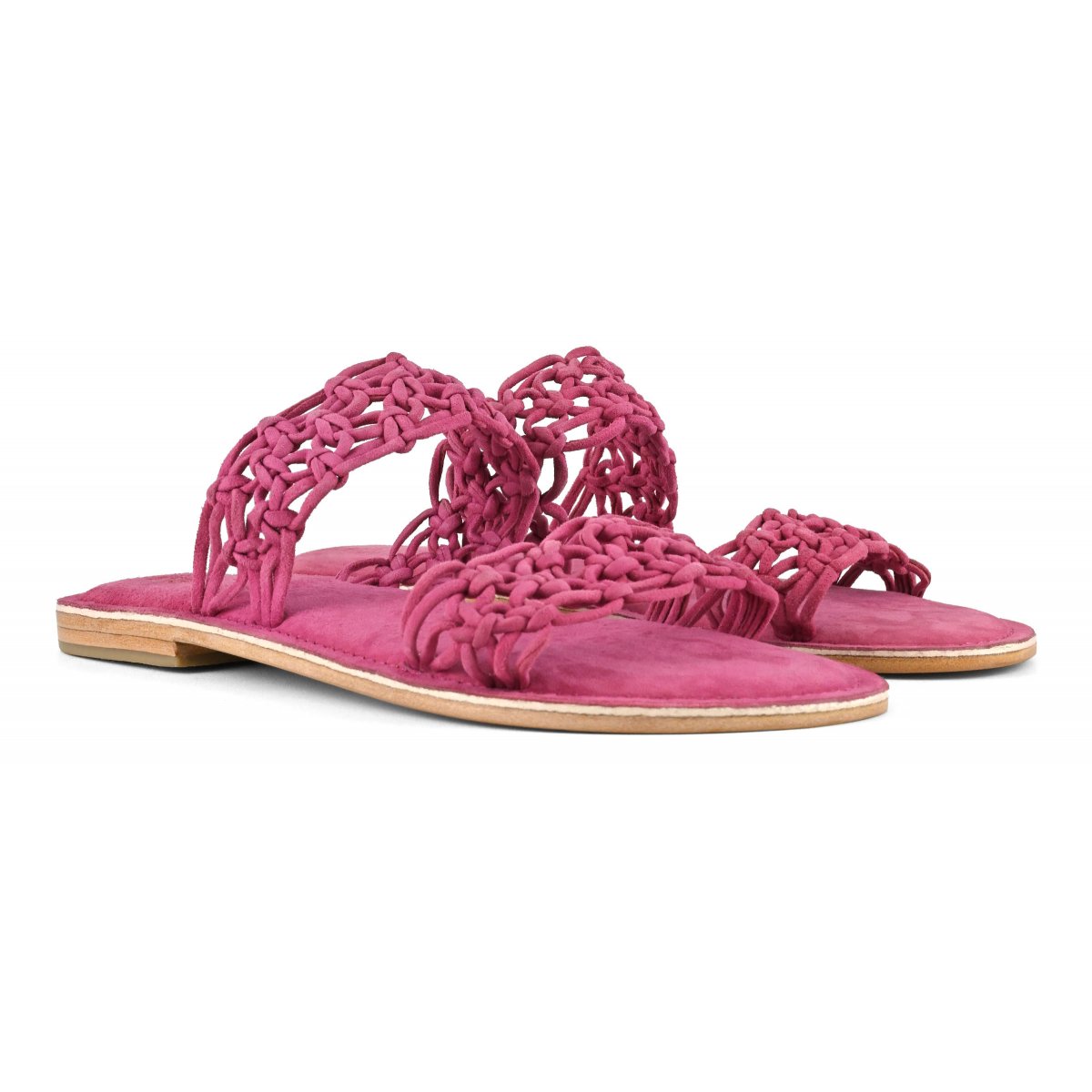 Sandalo doppia fascia con nodi in suede