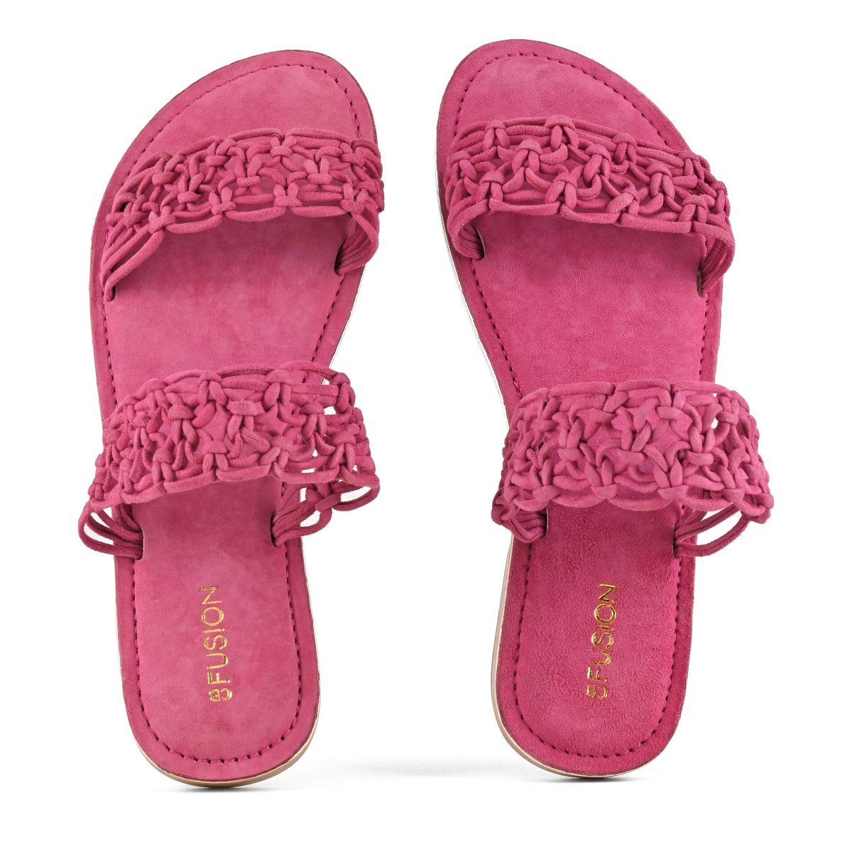 Sandalo doppia fascia con nodi in suede