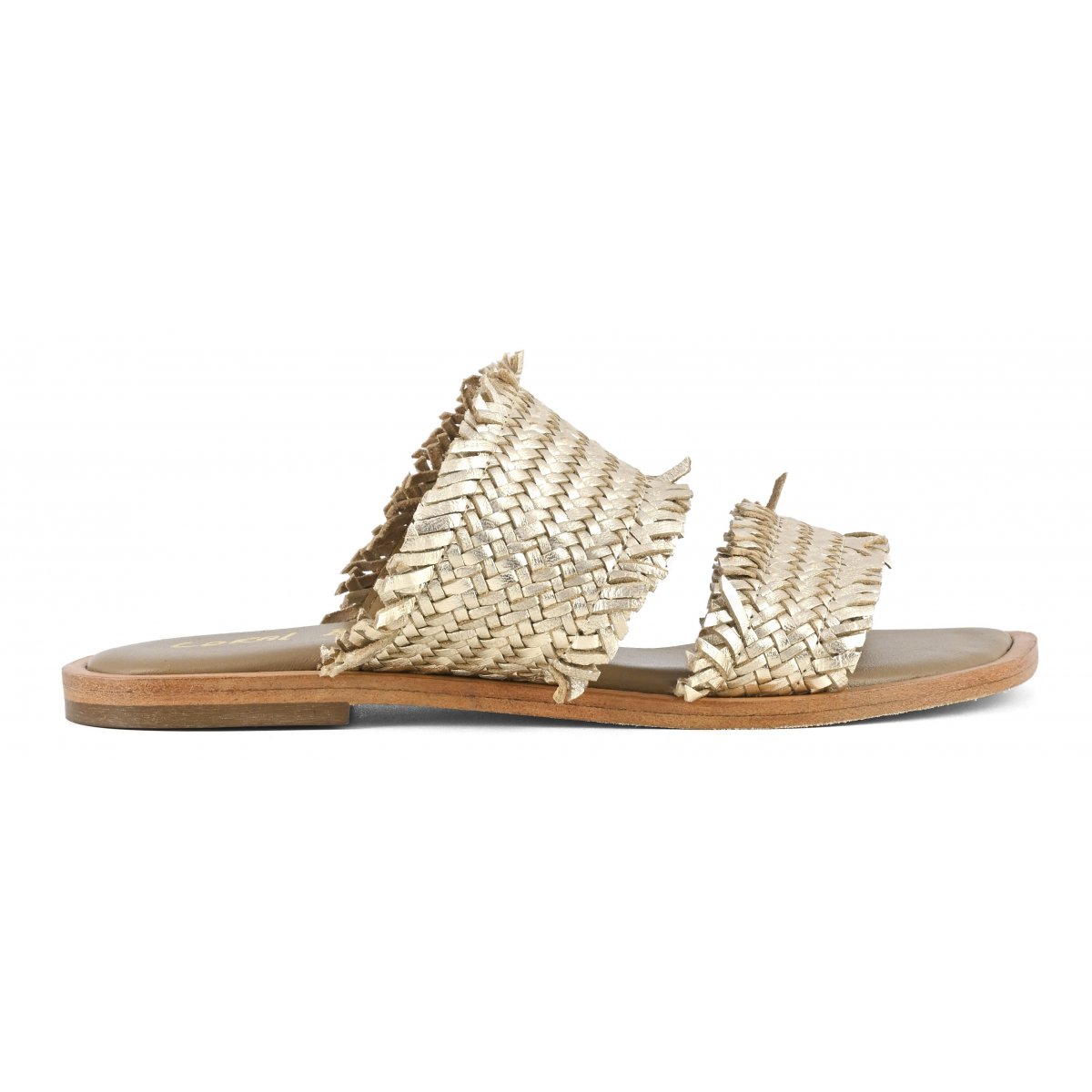 Sandalo doppia fascia in pelle intrecciata