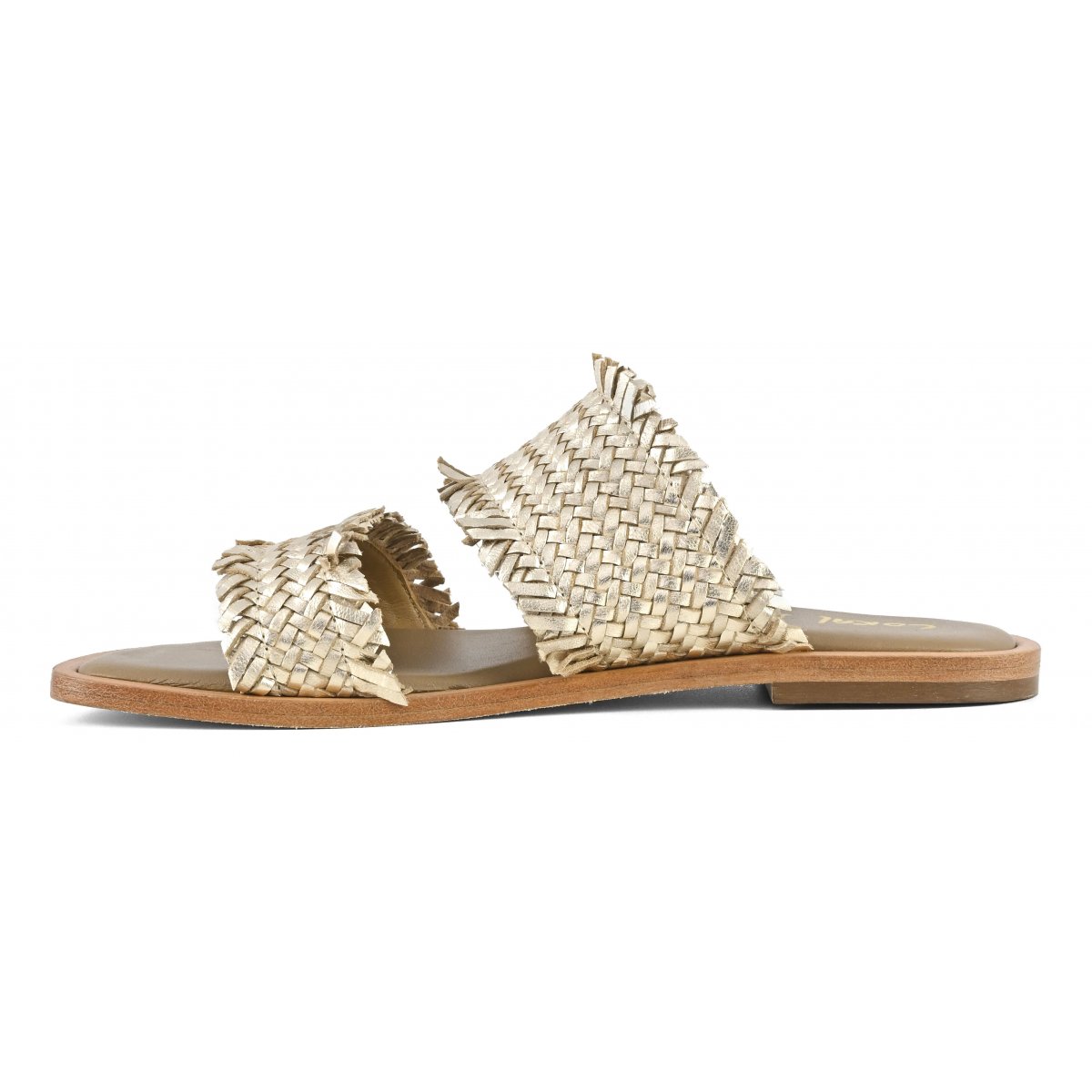 Sandalo doppia fascia in pelle intrecciata