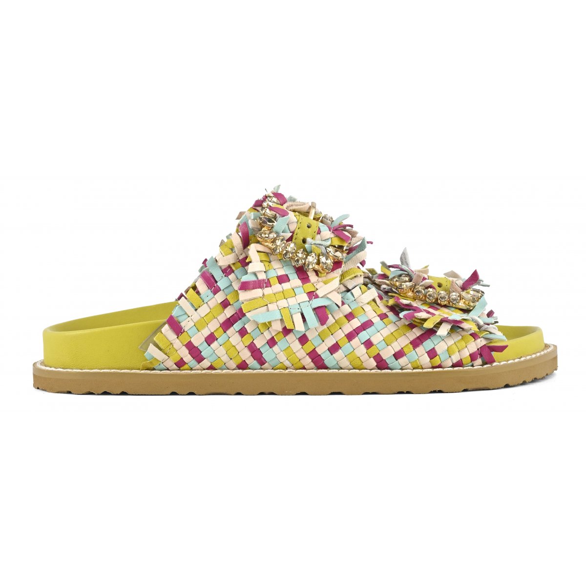 Sandalo gioiello in pelle intrecciata