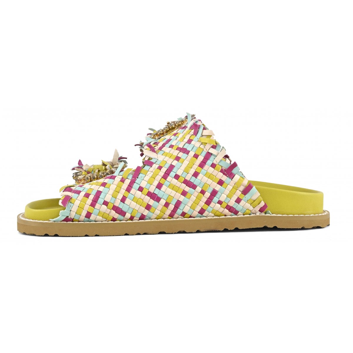 Sandalo gioiello in pelle intrecciata