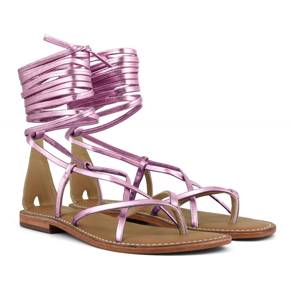 Sandalo lacci lunghi in pelle