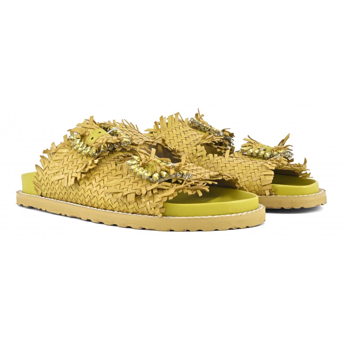Sandalo gioiello in pelle intrecciata