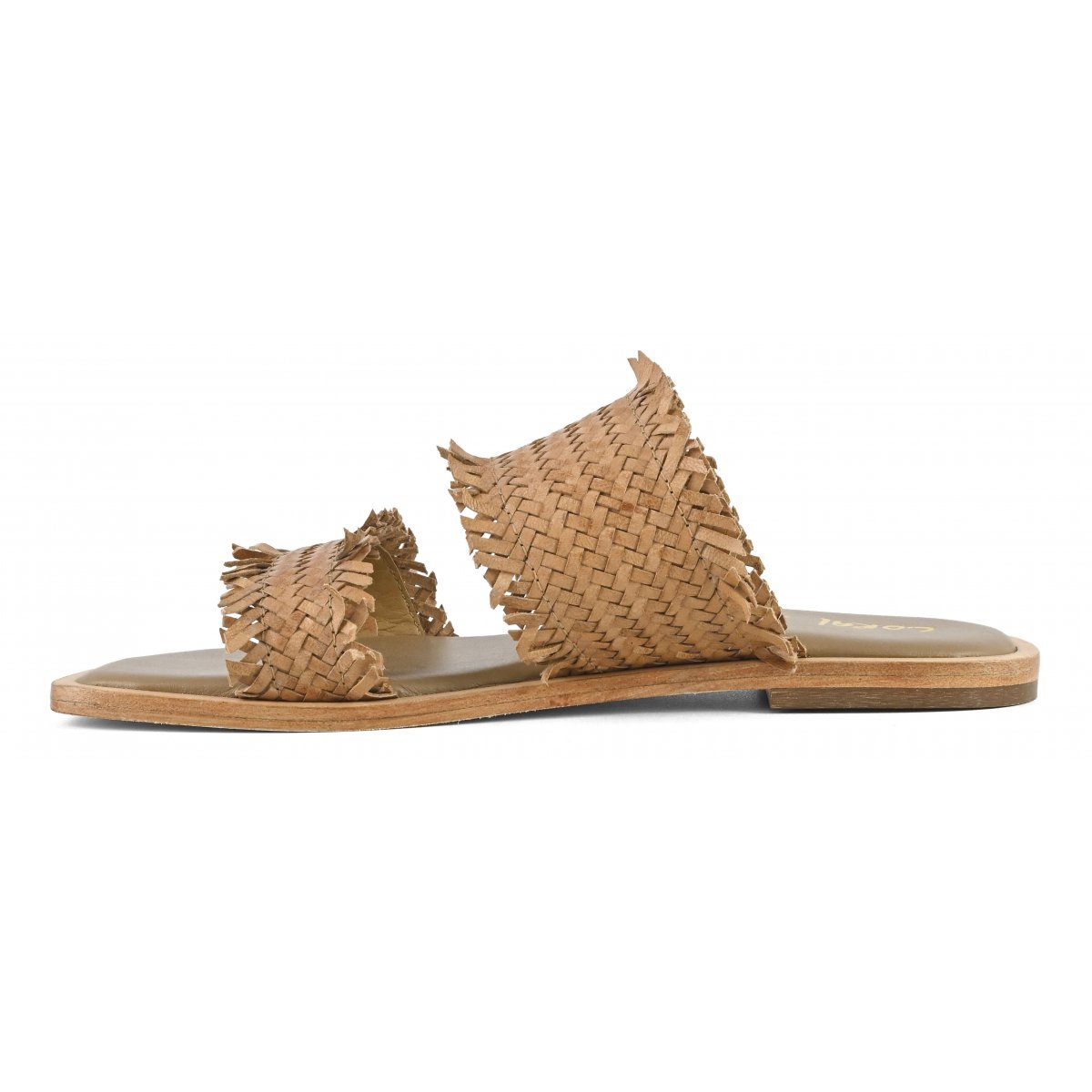 Sandalo doppia fascia in pelle intrecciata