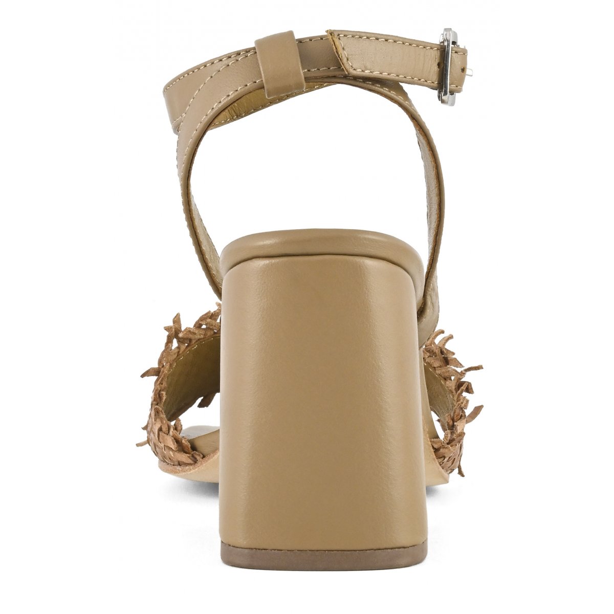 Tacco in pelle intrecciata