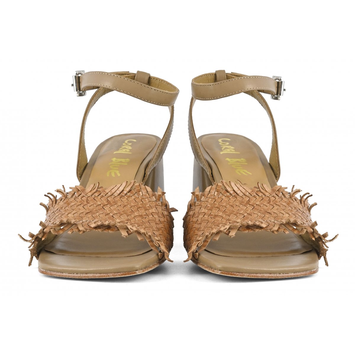 Tacco in pelle intrecciata