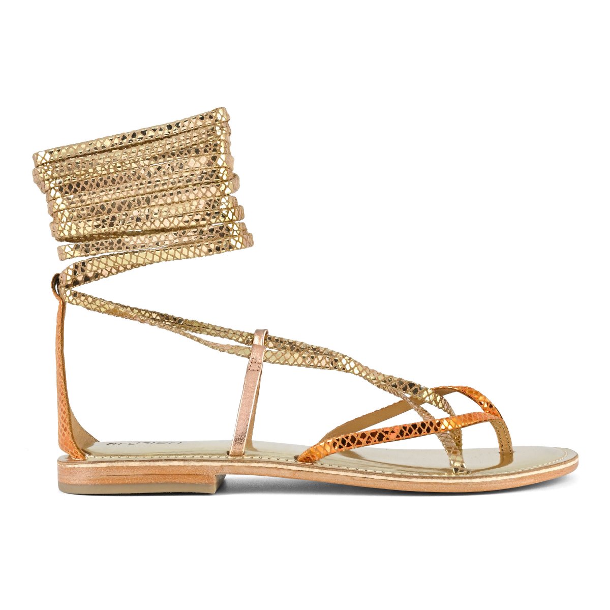 Sandalo schiava infradito in pelle multicolor