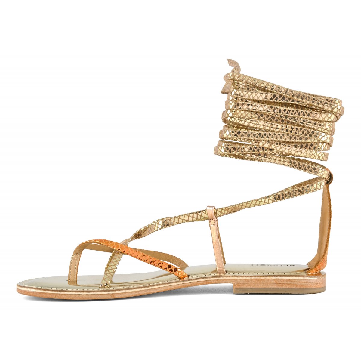 Sandalo schiava infradito in pelle multicolor