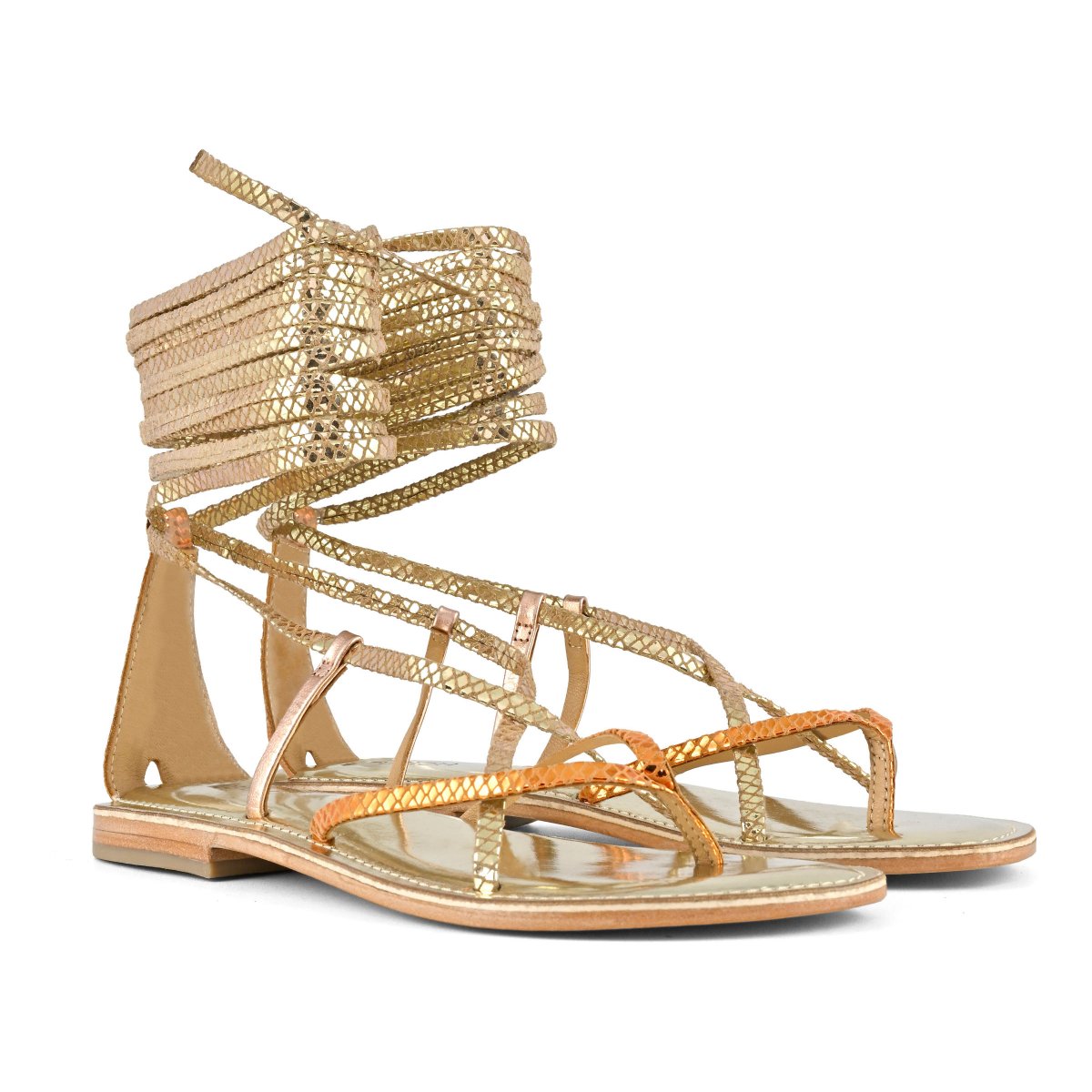 Sandalo schiava infradito in pelle multicolor