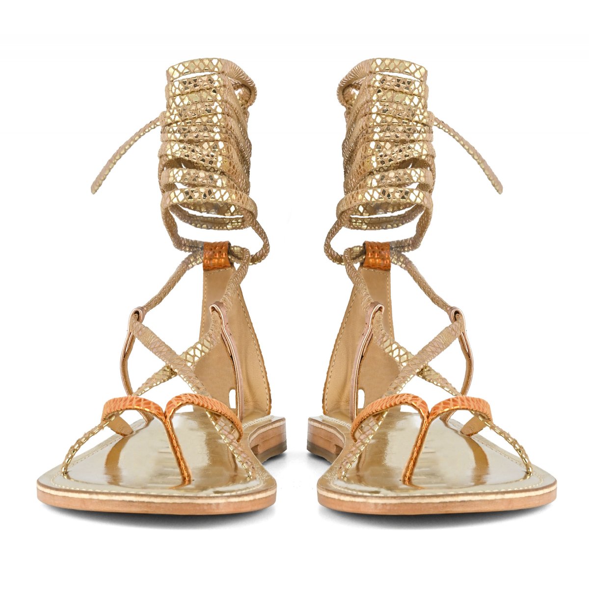 Sandalo schiava infradito in pelle multicolor