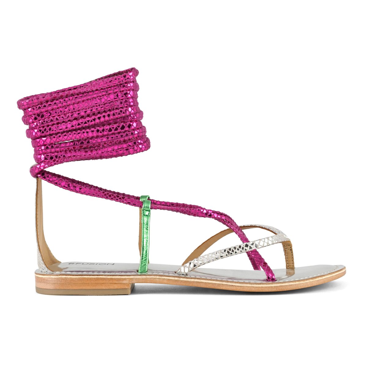 Sandalo schiava infradito in pelle multicolor