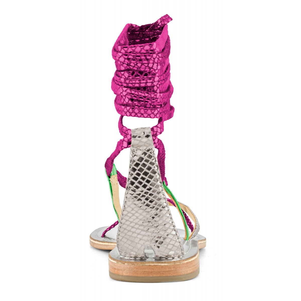 Sandalo schiava infradito in pelle multicolor