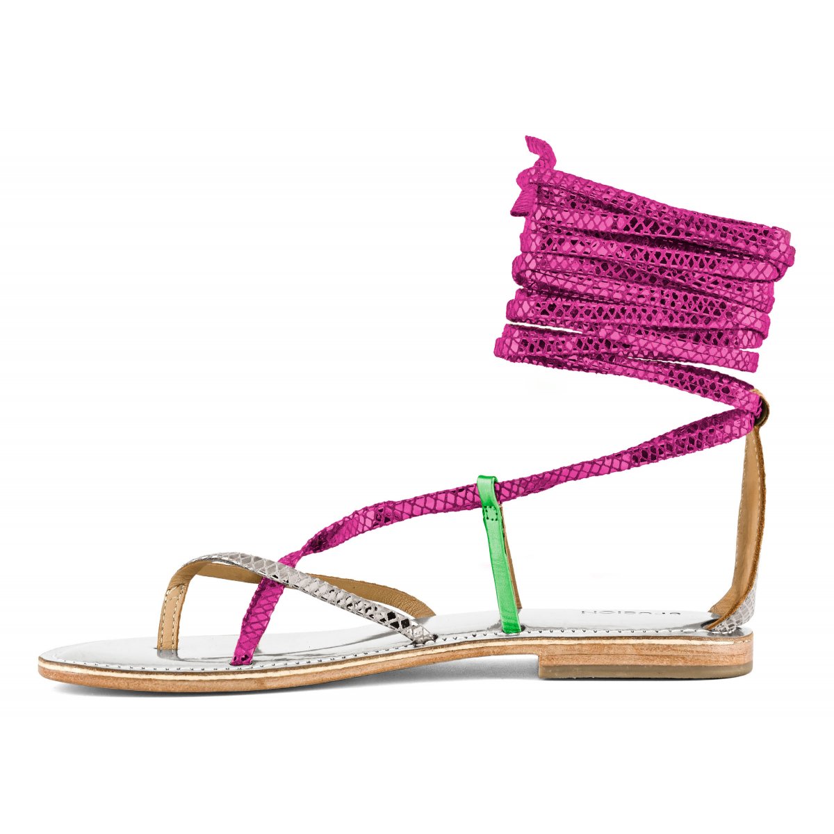 Sandalo schiava infradito in pelle multicolor