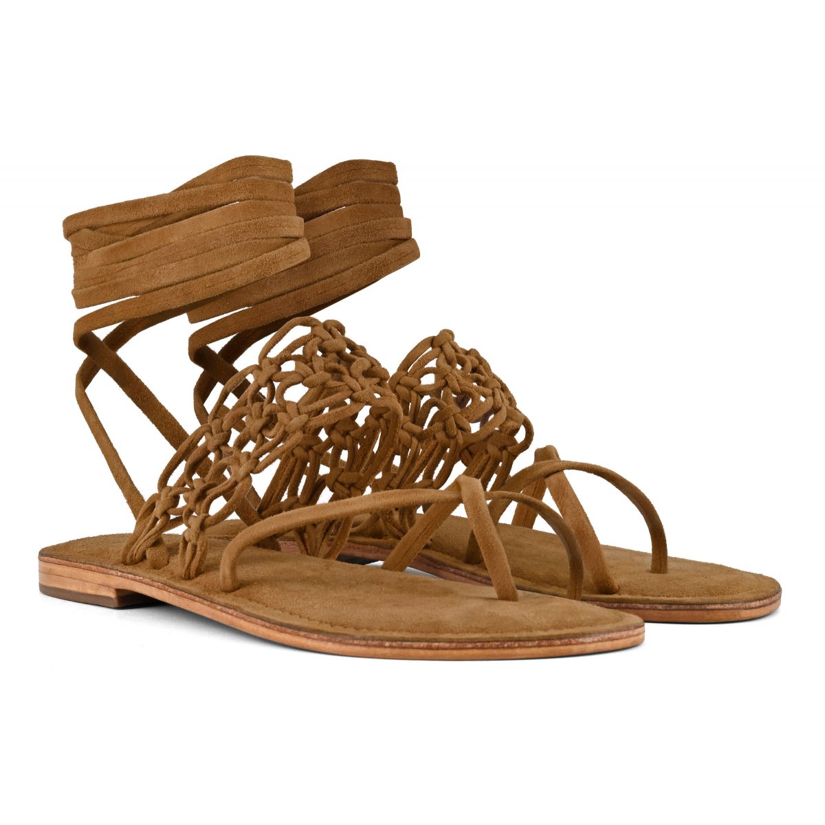 Sandalo schiava infradito nodi in pelle