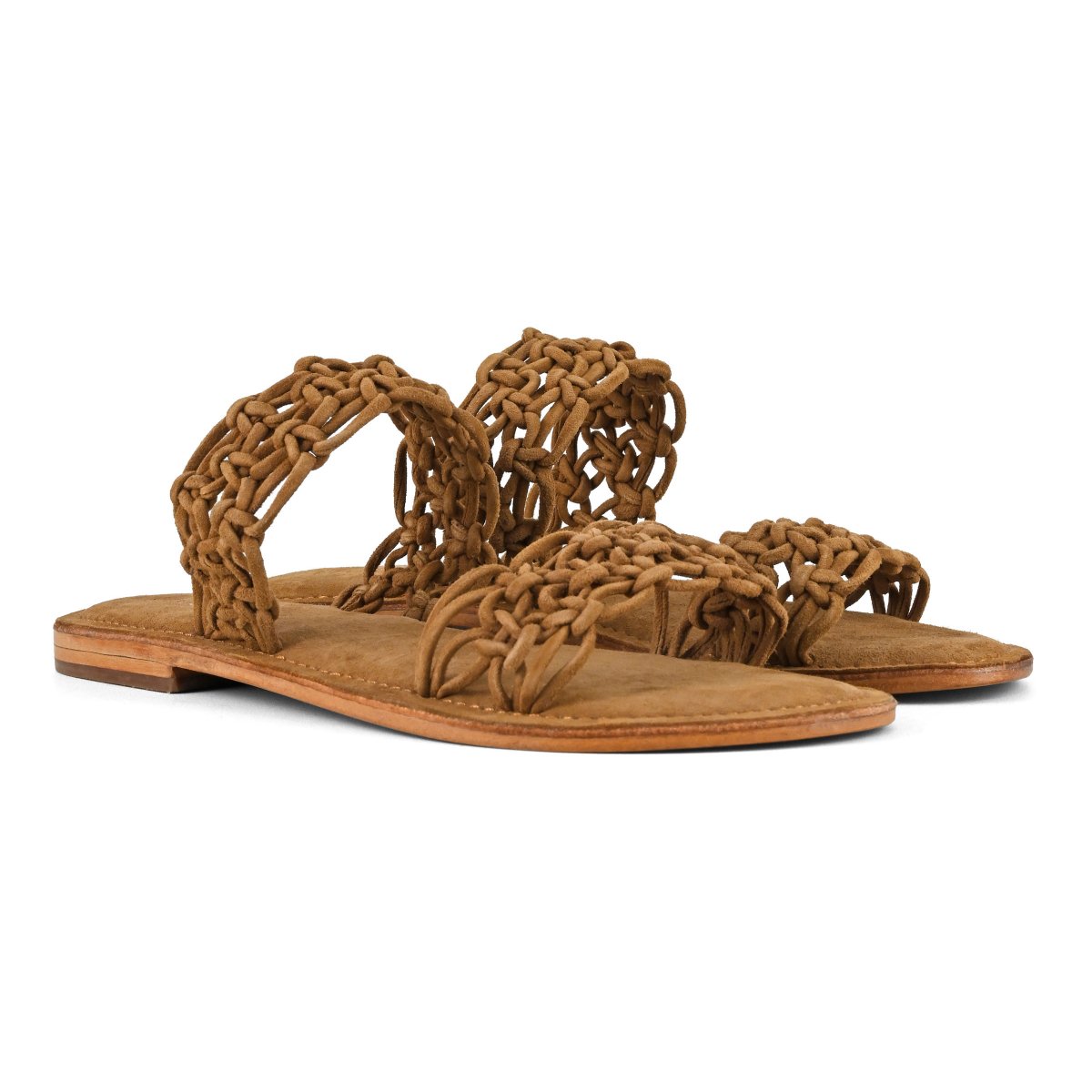 Sandalo doppia fascia con nodi in suede