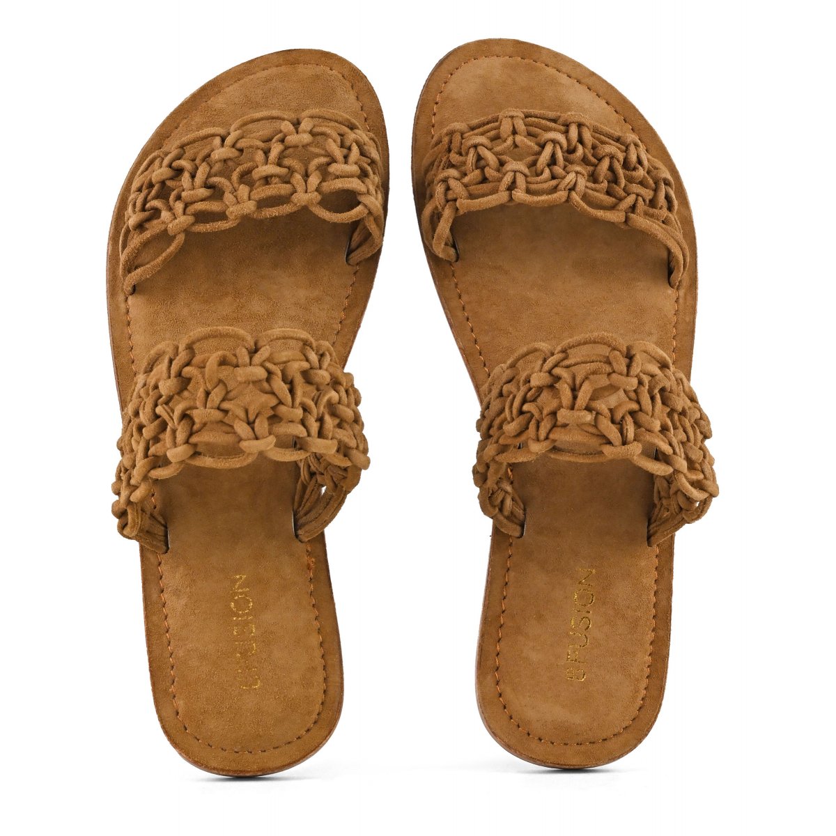 Sandalo doppia fascia con nodi in suede
