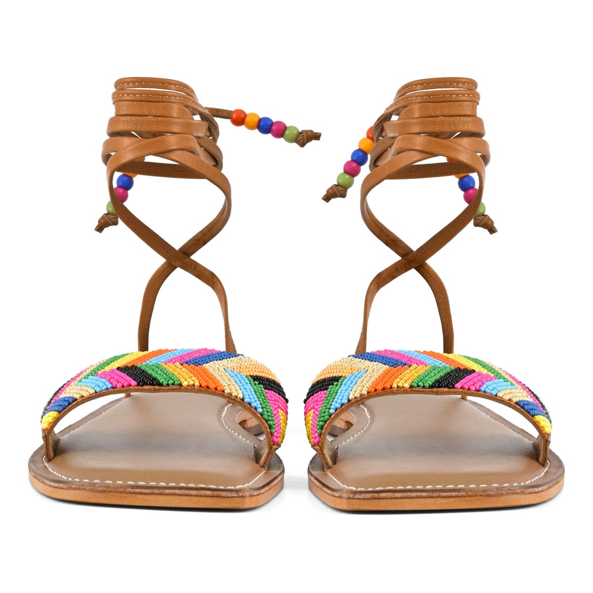 Sandalo schiava ricamo perline