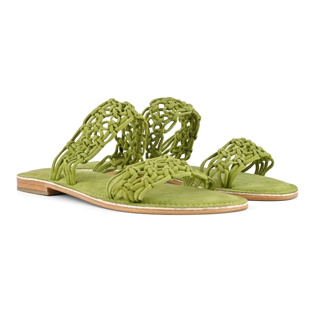 Sandalo doppia fascia con nodi in suede