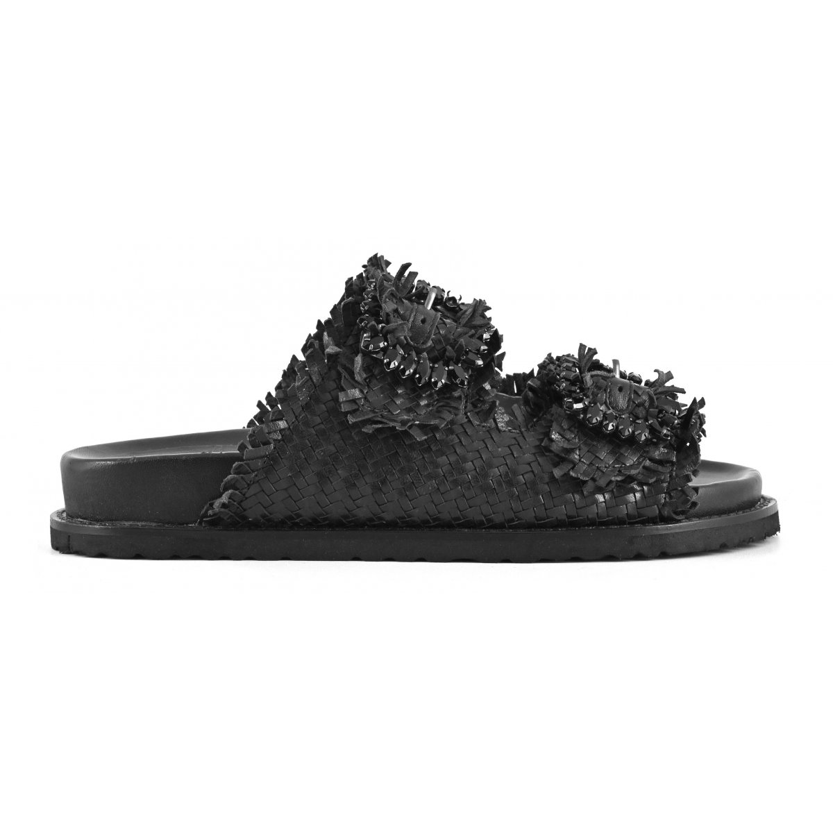 Sandalo gioiello in pelle intrecciata