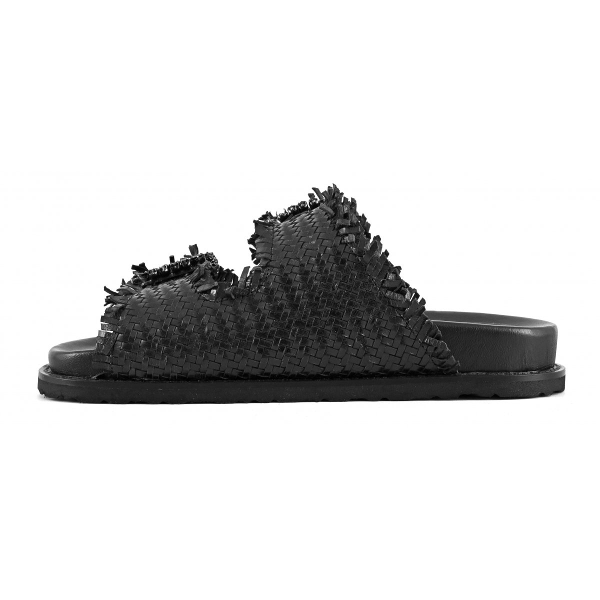 Sandalo gioiello in pelle intrecciata