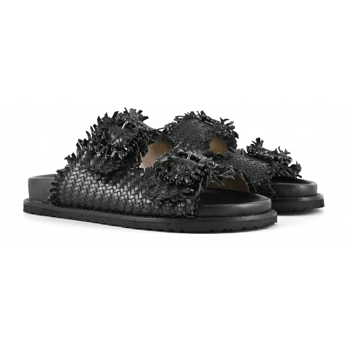 Sandalo gioiello in pelle intrecciata