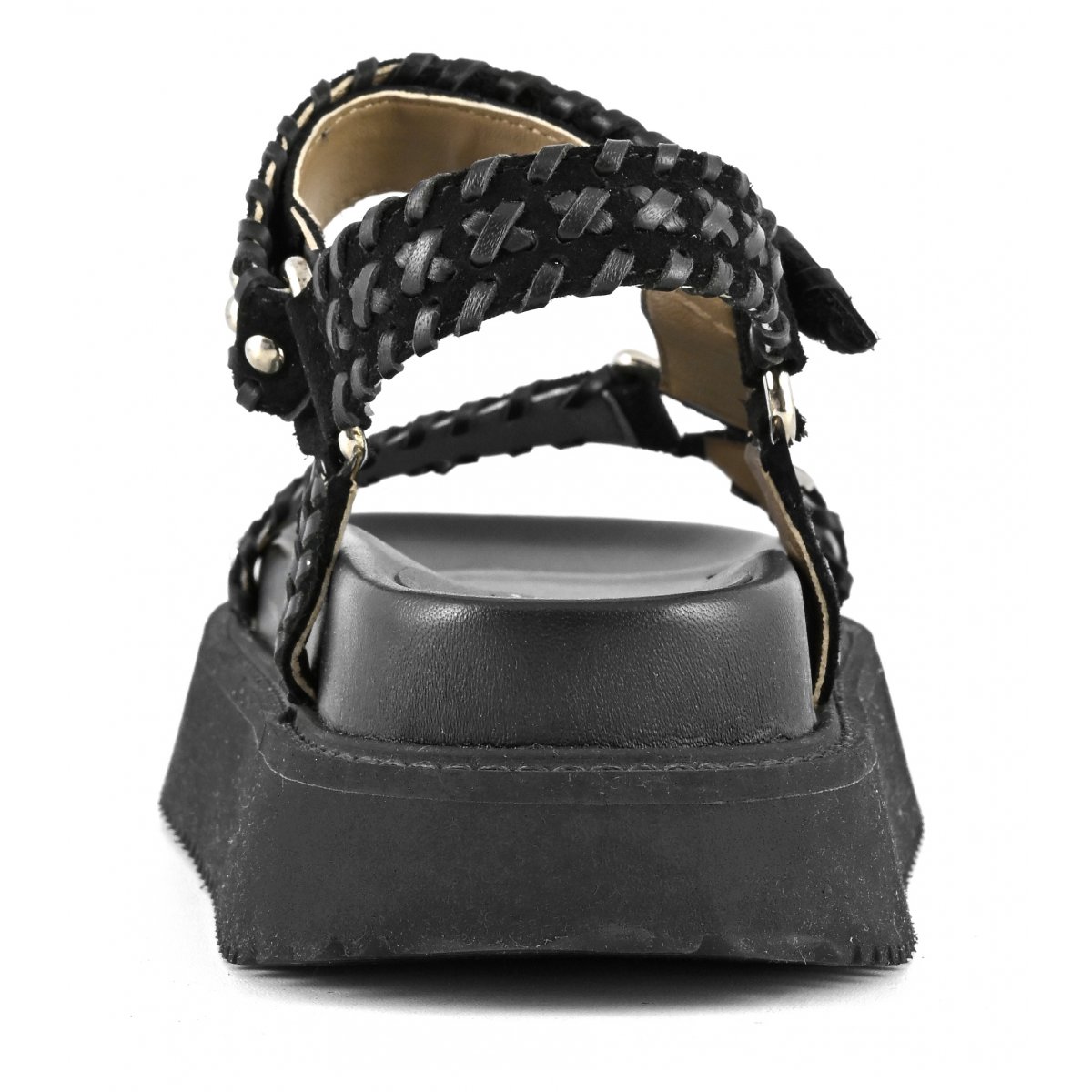 Platform in pelle infilature etniche