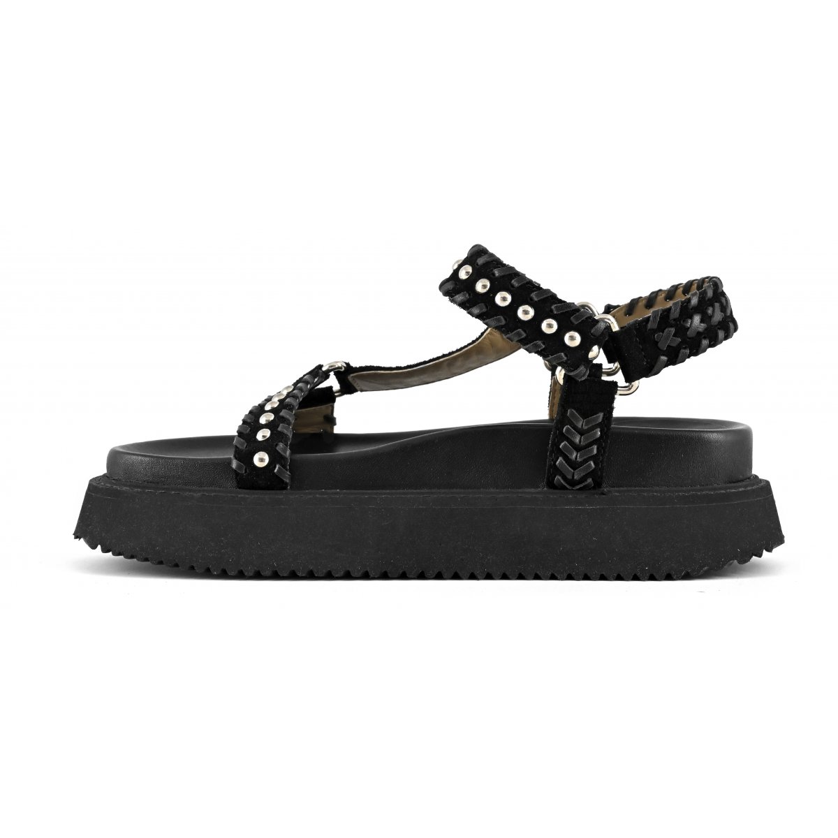 Platform in pelle infilature etniche