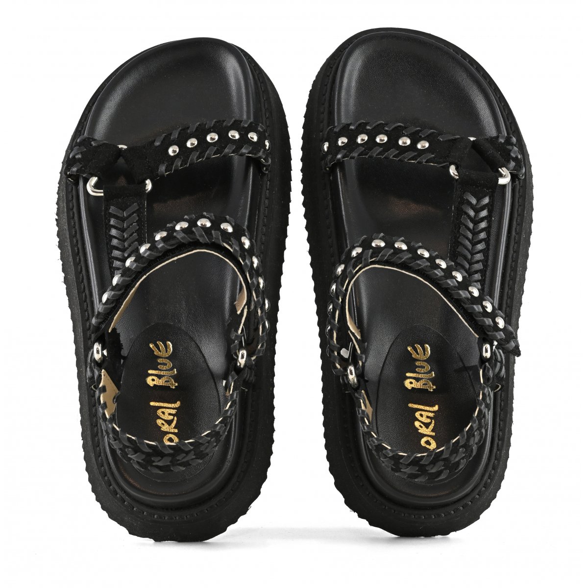 Platform in pelle infilature etniche