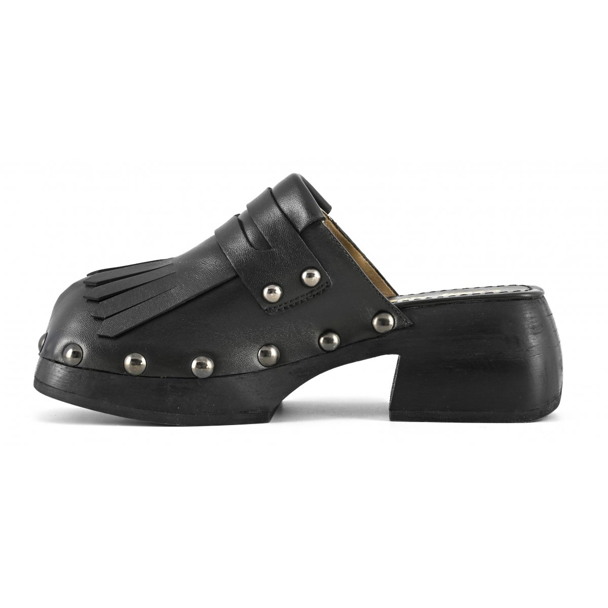 Zoccolo con frange in pelle